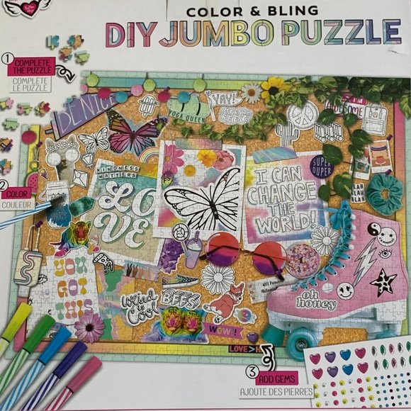 DIY Jumbo Puzzle Design Kit Markers Gems 1,000 Piece Color Craft Puzzle 27x20" - Picture 9 of 12
